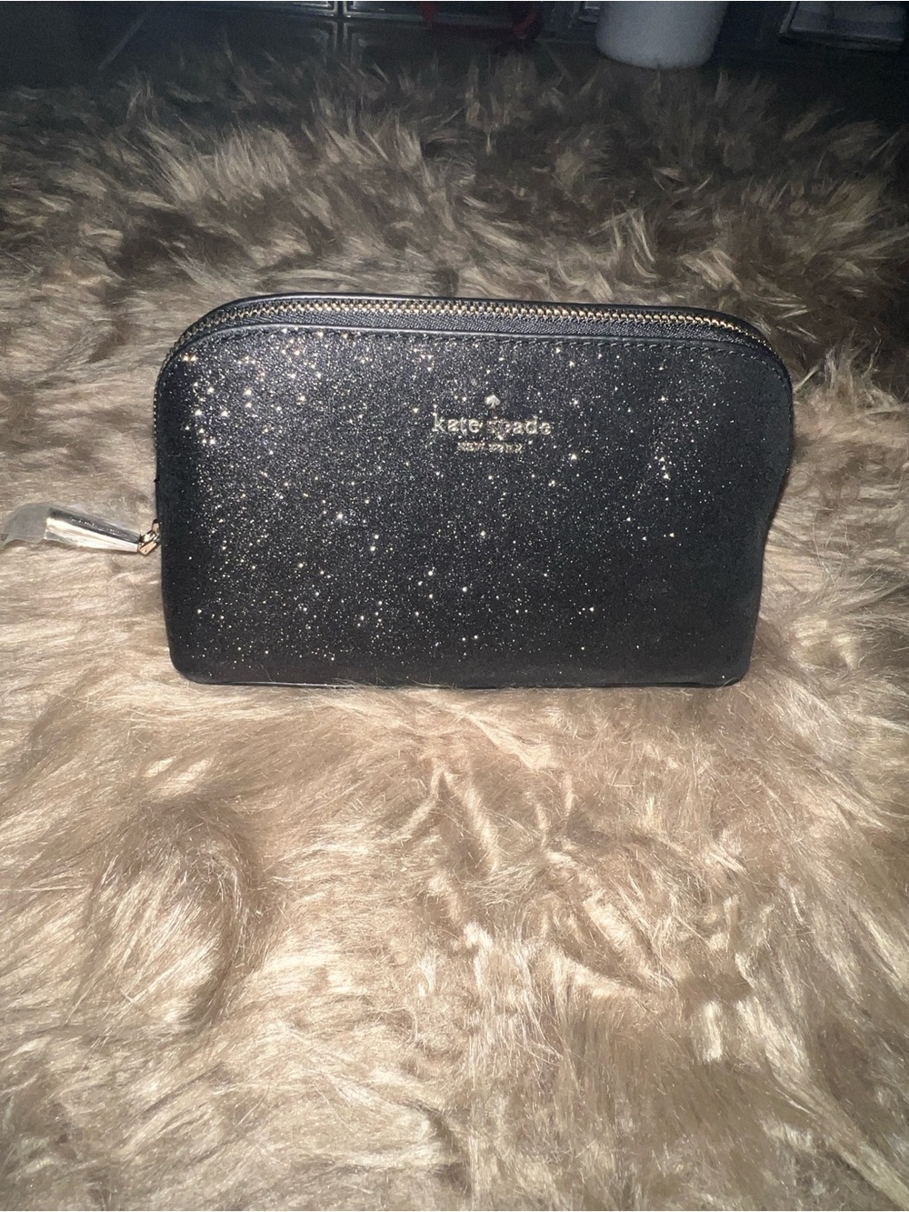 kate spade Black Glitter Dome Cosmetic Pouch
